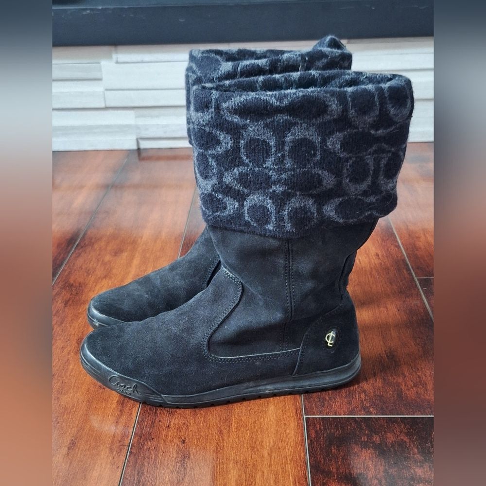 COACH Tatum Suede Boots - Womens Size 5.5 M - Black EUC